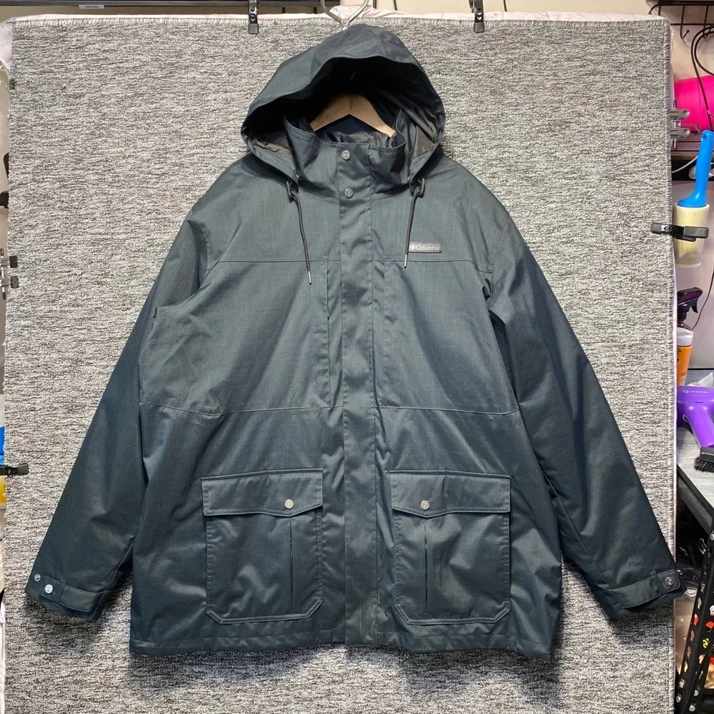 Columbia Omni Tech Interchange Parka Jacket Mens 3XT Dark Slate Gray Hooded Coat